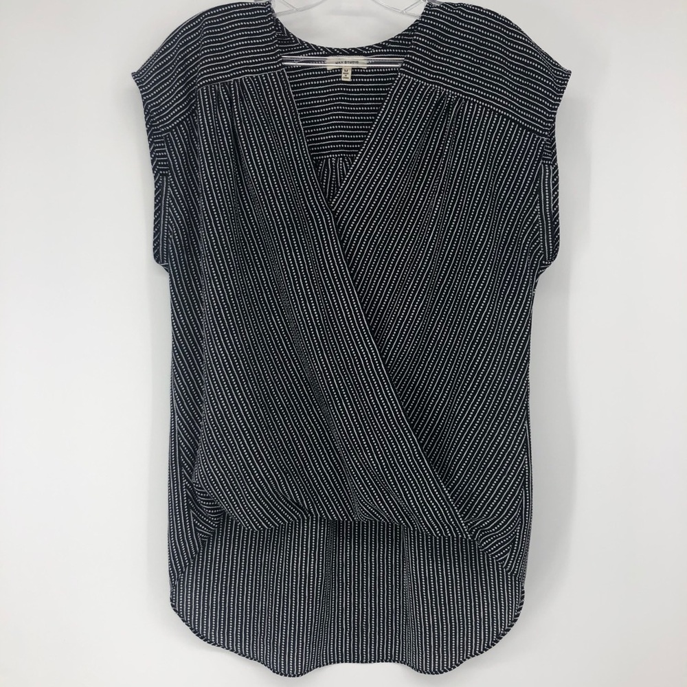 Max Studio Wrap Top Sleeveless Black/White